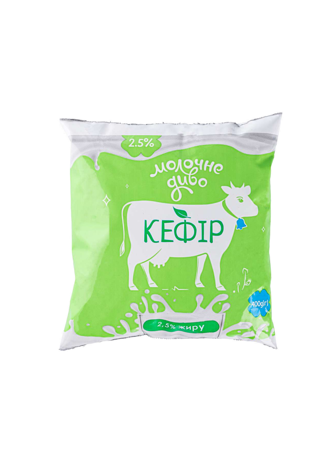 Кефір 2,5% жирності, ТМ «Молочне диво», 400 г поліетиленова упаковка